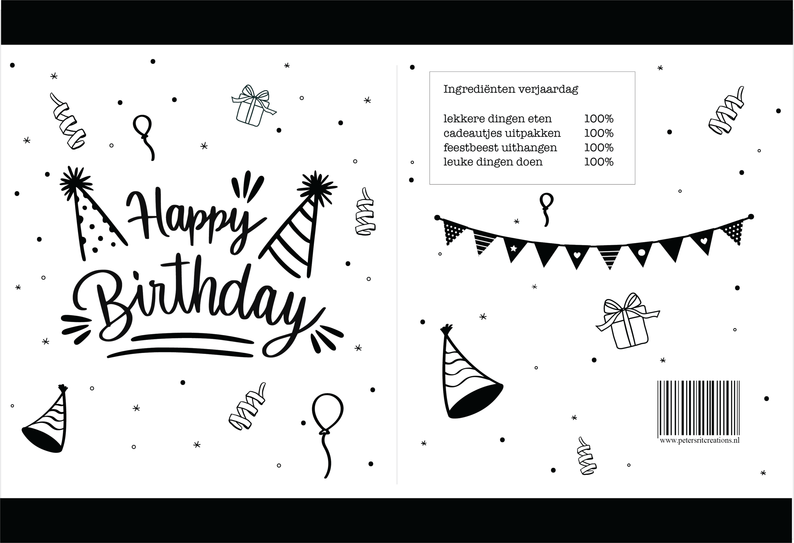 Printable traktatie | HAPPY BIRTHDAY (kies een kleur)