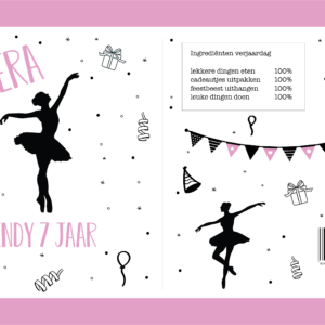 Printable traktatie | BALLERINA met NAAM en JAAR (kies een kleur)